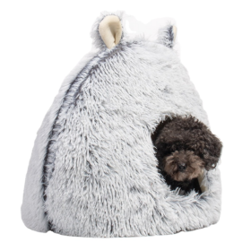 washable folding luxury faux fur pet cat plush house bed