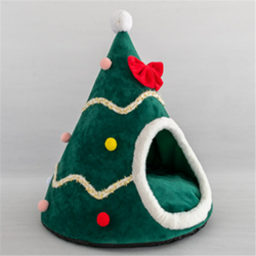 eco friendly velvet christmas tree pet bed for cat and dogs