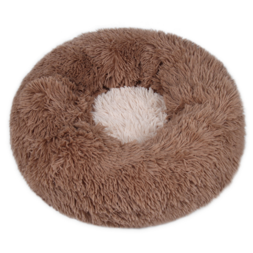 cute washable pink faux fur warm donut dog beds round