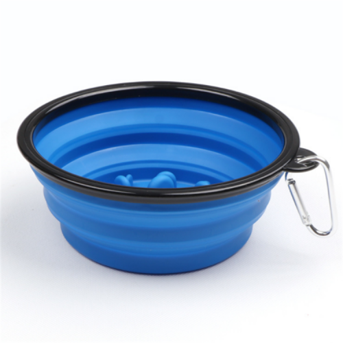 Popular  Eco Friendly Non-Slip Plastic Collapsible Portable Travel Silicone Slow Feeder Pet Bowl