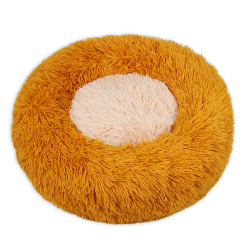 cute washable pink faux fur warm donut dog beds round