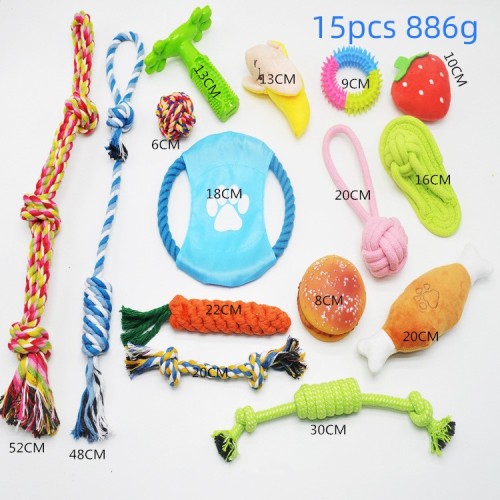 Interactive Large Small Toothbrush Ball Dog Toy Sets Dog Chew Rope Toys for Puppy Dogs