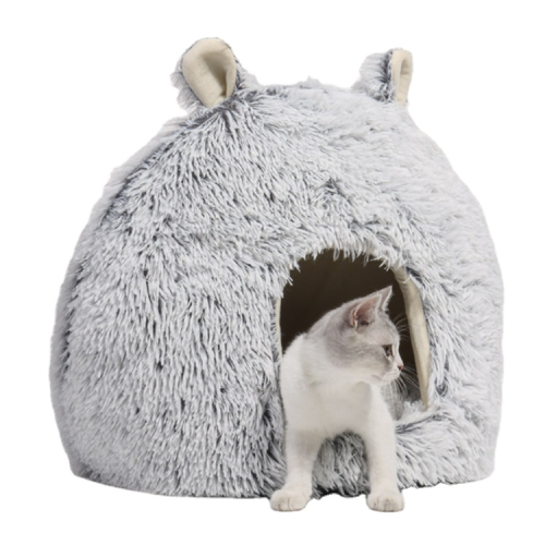 washable folding luxury faux fur pet cat plush house bed