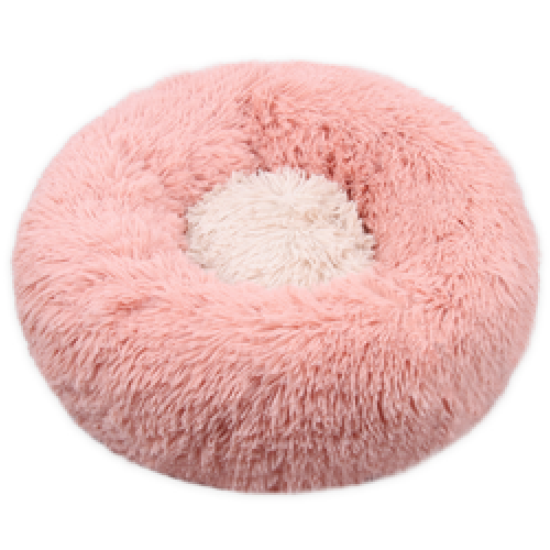 cute washable pink faux fur warm donut dog beds round