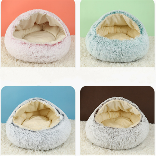 Luxury Washable Comfortable Soft Personalized Winter Warm Cave Sofa Fluffy Soft House Cat Pet Round Dog Beds