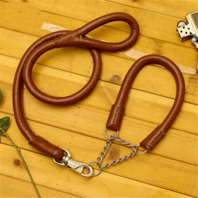Luxury Genuine Leather Dog Leash And Collar For Big Large Dog
