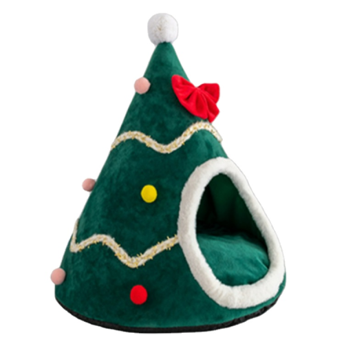 eco friendly velvet christmas tree pet bed for cat and dogs