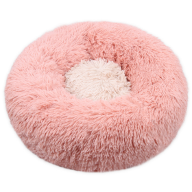 cute washable pink faux fur warm donut dog beds round