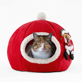 eco friendly christmas cat dog cave bed