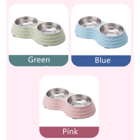 food water double stainless steel pet bowl