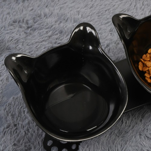 high quality acrylic plastic double bowls feeder food water pet bowls with stand for dogs cats