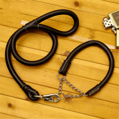 Luxury Genuine Leather Dog Leash And Collar For Big Large Dog