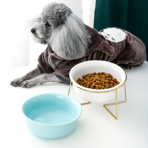 New design creative Nordic elevated ceramic  food water bowl pet dog with stand