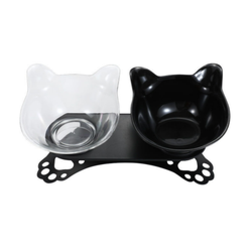 high quality acrylic plastic double bowls feeder food water pet bowls with stand for dogs cats