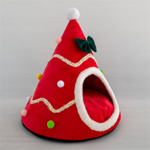 eco friendly velvet christmas tree pet bed for cat and dogs