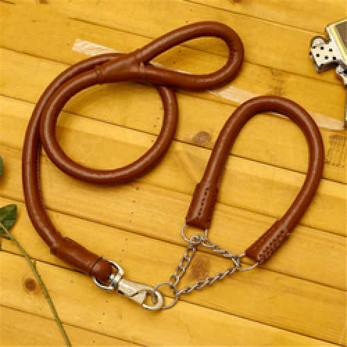 Luxury Genuine Leather Dog Leash And Collar For Big Large Dog