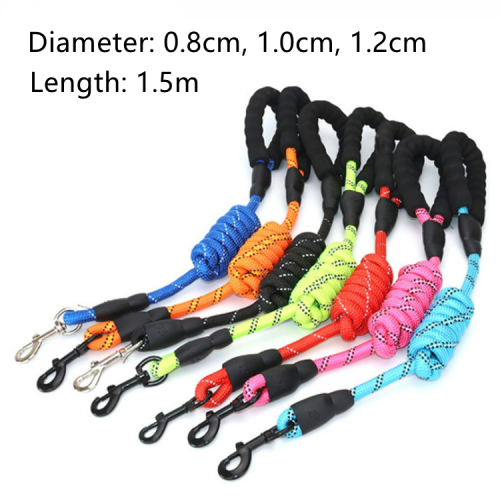 nylon reflective light rope pet lead leash for big dog with EVA soft handle