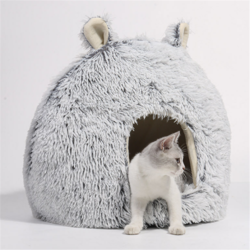 folding luxury faux fur soft cave house pet bed for dog