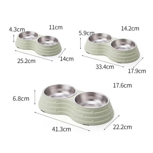 food water double stainless steel pet bowl