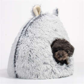 folding luxury faux fur soft cave house pet bed for dog