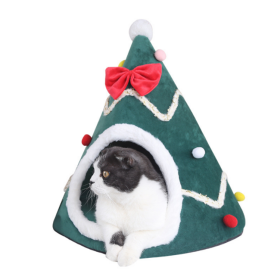 eco friendly velvet christmas tree pet bed for cat and dogs