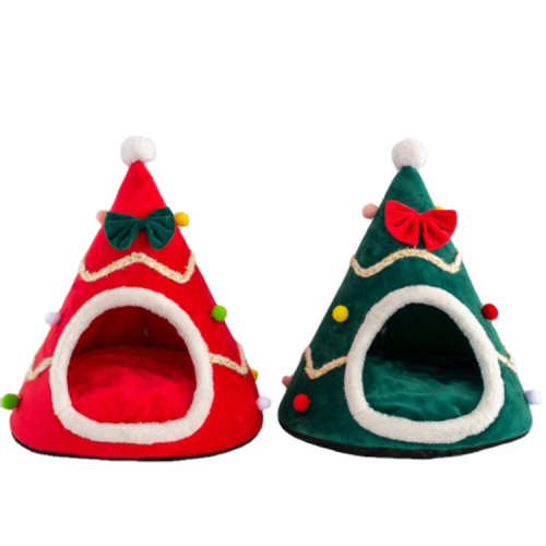 eco friendly velvet christmas tree pet bed for cat and dogs