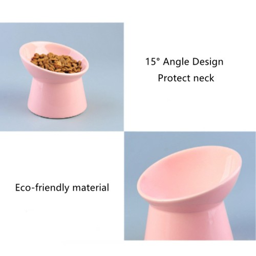 2023 new  protect neck 15 degree ceramic elevated raised dog cats pet feeding bowl