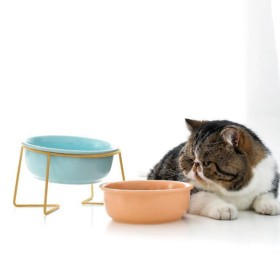 New design creative Nordic elevated ceramic  food water bowl pet dog with stand