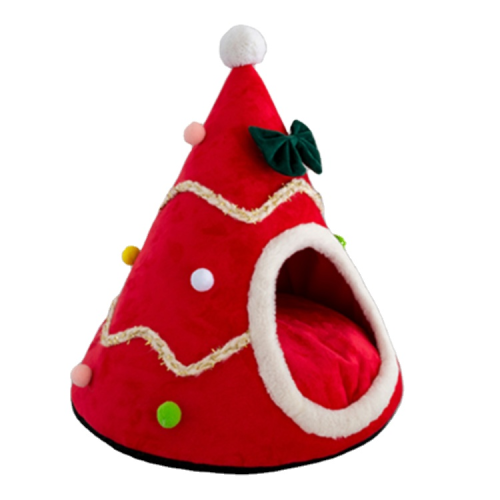 eco friendly velvet christmas tree pet bed for cat and dogs