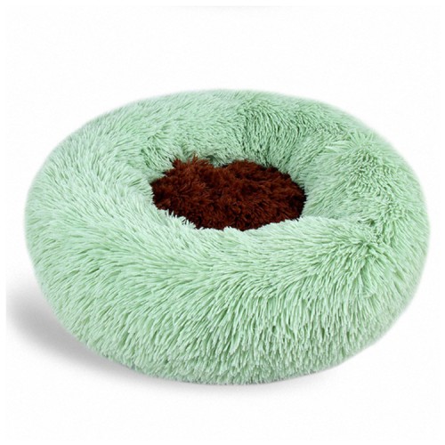 cute washable pink faux fur warm donut dog beds round