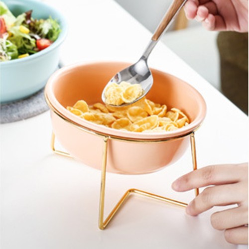 New design creative Nordic elevated ceramic  food water bowl pet dog with stand